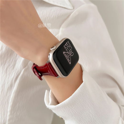 Vino Xinging Rojo Red Small S10 Huaqiangbei S9 Strap Ultra2 Fin Genuine Leather Adecuado para iWatchs8/S9 Apple de cuero fino-Avocado Apple Iwatch nuevo S841 mm