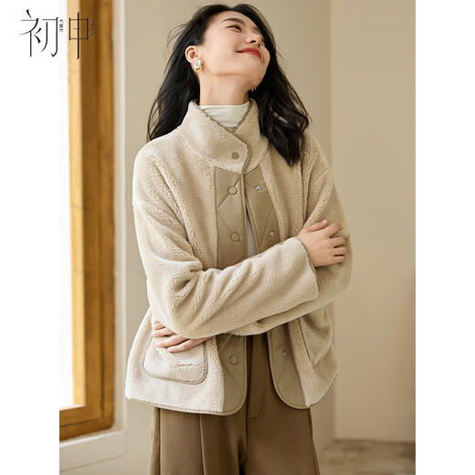 Chushen autumn and winter thick coat for women with lapel and double pockets, comfortable and versatile, warm and thick imitation lamb wool top S144F6006
