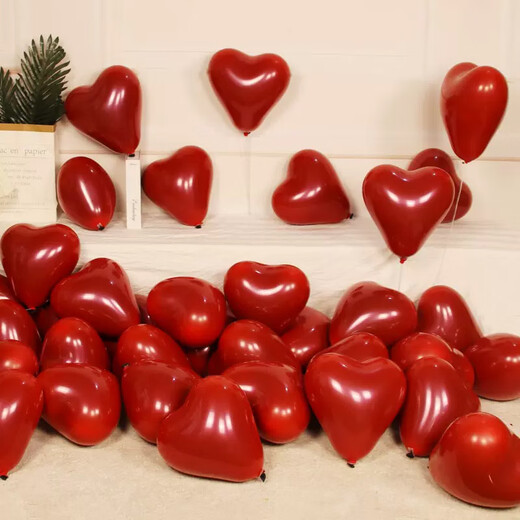 Zhenxi Globos de boda de bodas Red Amor Roble Propuesta de boda Propuesta de la sala de bodas Decoración de bodas de interior Confesión de la confesión de doble capa Balloones de amor 50 [Cilíndrico de aire + cinta]