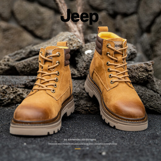 Jeep Jeep Martin Boots Herren Sommer 2025 Neue hohe Top -Schnee -Modedicke alleinige Arbeit Boots Männer große gelbe Stiefel Herrenschuhe gelb 40