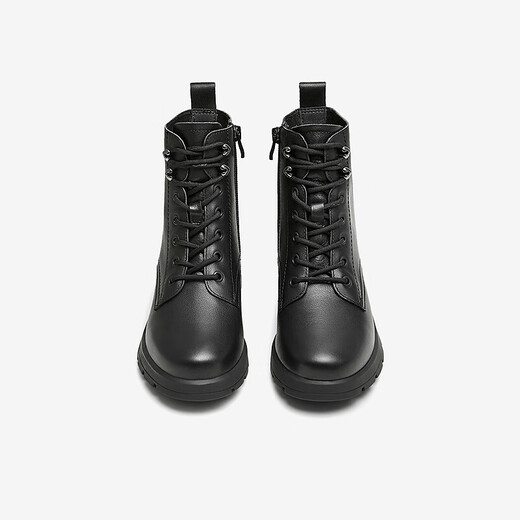 Heshe (Tata) lässige dicke Ferse Martin Boots Frauenstiefel Schwarze Pendler Schnürstiefel Winter neu 7bu55dd4 schwarz 36