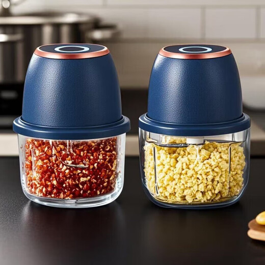 Solista Joyoung electric wireless garlic grinder household small meat grinder garlic mince artifact fully automatic garlic into puree in one second blue 2 pack strong battery life