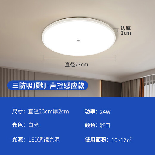 Fanyao led voice-controlled sensor light ultra-thin three-proof ceiling-mounted lamp stair aisle corridor corridor light smart light 24W-voice control sensor