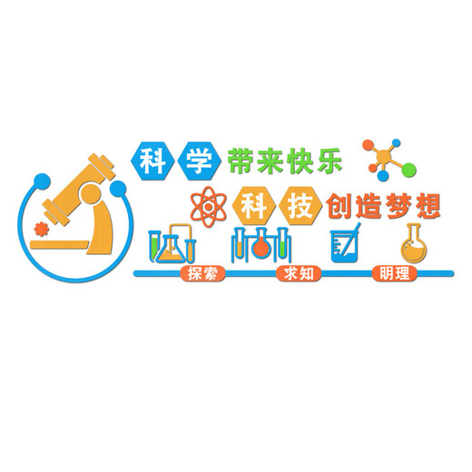 科学实验室文化墙贴中小学生物理化教室墙面装饰班级布置励志标语 3893D款 中