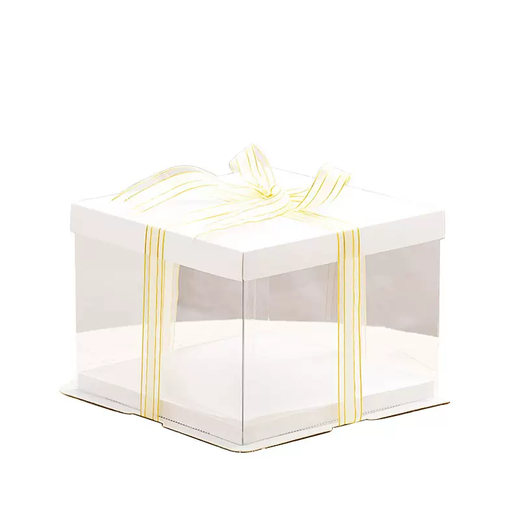 Yusen Yihong Cake Box 4 Four Inch Six Network Eight Transparent Ten 128 Double Layer Heightened 610 Flowers Birthday Gift White Bottom White Cover 50 Pieces 6 Inch Double Layer 22x22x24cm