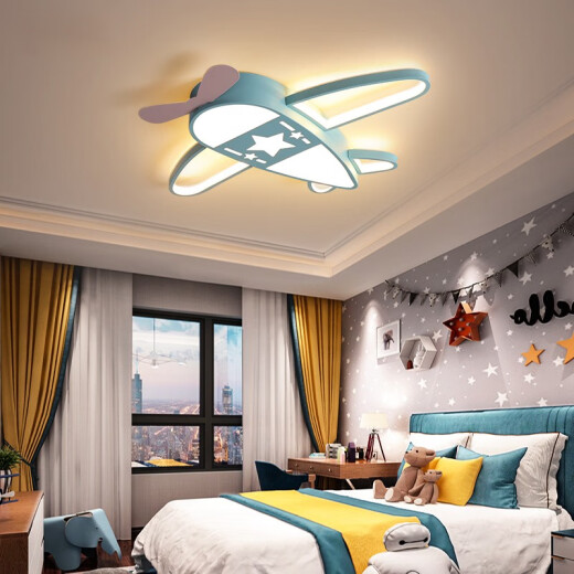 Mylent children's room bedroom lamp aircraft led ceiling lamp elf voice smart remote mobile phone APP control lamp version (supports elf voice control stepless dimming) blue 59506cm