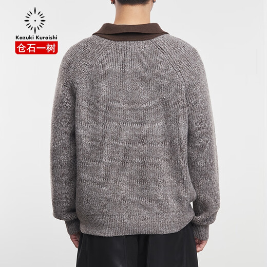 Kazuki Kuraishi KAZUKI KURAISHI old money style long-sleeved Henry collar sweater for men in autumn and winter new high-end sweater inner top trendy brand Hanakuri Brown L 130-160Jin Jin is equal to 0.5 kg