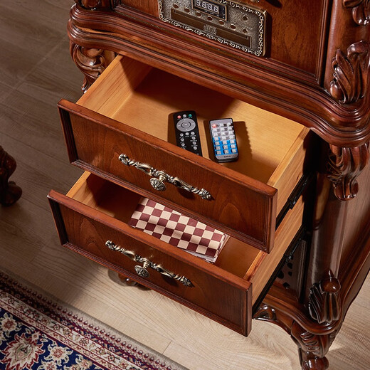 SHENGLINA American solid wood gramophone antique audio European living room retro vinyl record player old classical record player cherry color upgraded karaoke function