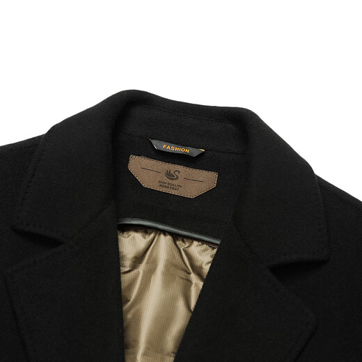Fazeya Hengyuanxiang Group's high-end 100% wool double-sided woolen coat men's mid-length business casual goose down liner black M (170) (recommended 110-130 Jin Jin equals 0.5 kg)