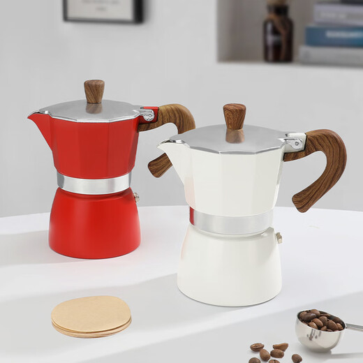 Mongdio Moka Pot Hand-brewed Coffee Pot Set Italian Coffee Maker White Moka Pot 2-piece Set 150ml