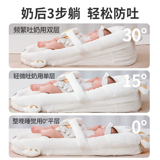 Wenou baby slope pillow, anti-vomiting, adjustable mid-bed, anti-spill milk, choking, anti-jumping baby soothing and lying-down feeding artifact, Class A standard - Beilehu three-speed adjustment + bionic cuddling + scientific anti-vomiting
