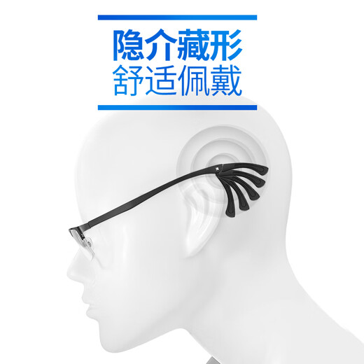 翰鸥斐眼镜腿通用单牙运动版眼镜腿可调节防滑眼镜脚腿一对通用替换镜腿 825号可调节耳钩   黑色送螺丝