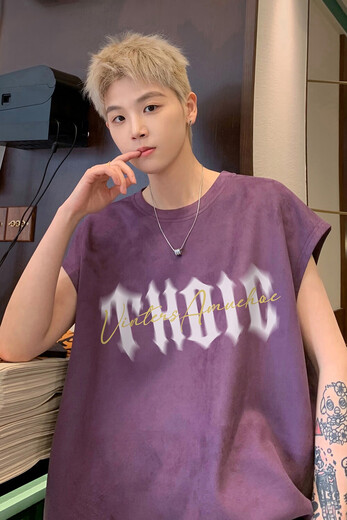 
OEMG American retro vest men's summer new sleeveless top sporty handsome young people loose casual vest DSA336-THJPBX09 black XL [Suggested 125-140Jin [Jin equals 0.5 kg]]
