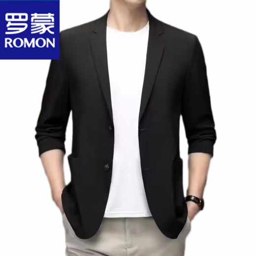 罗蒙（ROMON）夏季男士冰丝无痕防晒西服外套纯色弹力薄款西装上衣 卡其色 -718 5 【建议150-170斤】
