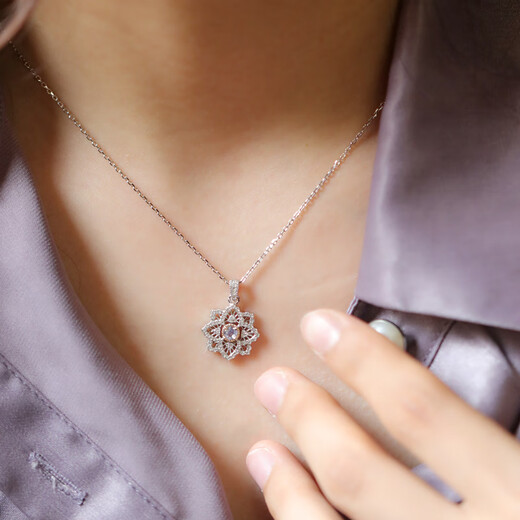 DL 1998 Fat Donglai same style tanzanite necklace Lescroft Sulman vintage lace four-leaf clover silver micro-embedded clavicle chain 400+40+40mm three-section adjustable