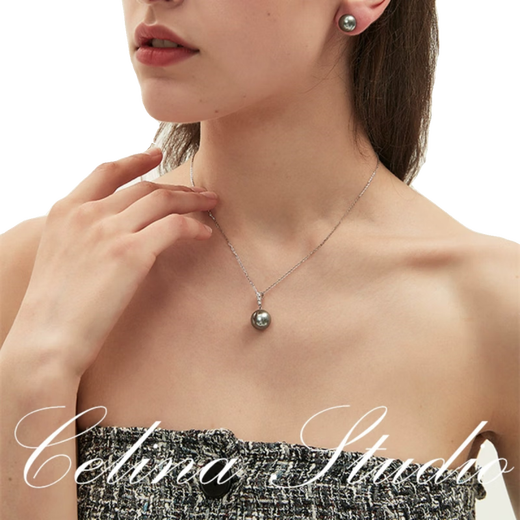 DL 1998 Fat Donglai quality Tahitian pearl pendant Celina black necklace imported technology Shijia