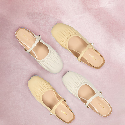 Tianmeiyi Sandalen tragen den gleichen Stil wie ein Einkaufszentrum, einteilige Bag-Toe Flat Sandals Pantoffeln, Frauenschuhe, Sommer BI831BH4 Beige 35