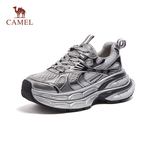 Camel (CAMEL) Dilireba's same style Silver Moon retro dad shoes heightening men's and women's shoes sports casual shoes couples same style L24A283742 women's gray/gun/black 36