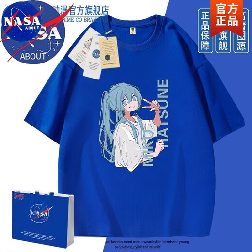 НАСА Об аниме-брендовом футболке Hatsune Miku Loose INS Пары с короткими рукавами милый универсальный хлопок для мужчин и женщин White-N1506-Hatine Miku 3XL (подлинное высокое качество)