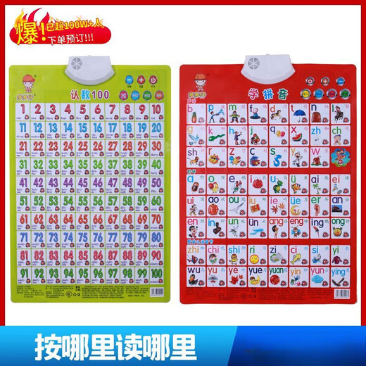 Säuglinge und Kleinkind Audio Bild Alphabetisierung Kartennummer Pinyin Alphabet Kinder Spielzeug Sprachnummer 1-100