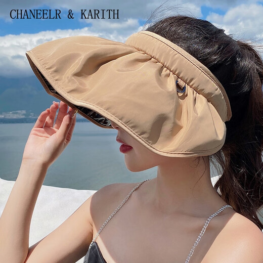 CHANEELR & KARITH sun protection hat for women 2025 new summer shell hat black plastic empty top hat birthday niche gift for girlfriend and wife black - black rubber bottom