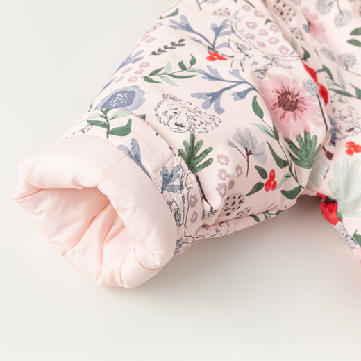 David BELLA (DAVE/BELLA) girls cotton coat children cotton coat fashionable baby girl winter clothes warm hooded outing clothes for young children winter cotton jacket foundation printing DB15847-B 80 cm (recommended height 73-80 cm)