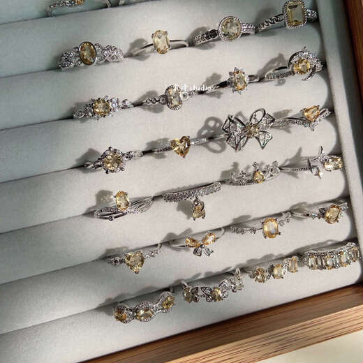 Xibanyuan Moze Citrine Ring Collection Natural Crystal Light Luxury Niche Fashion Colorful Treasure Live Design Daily No. 17