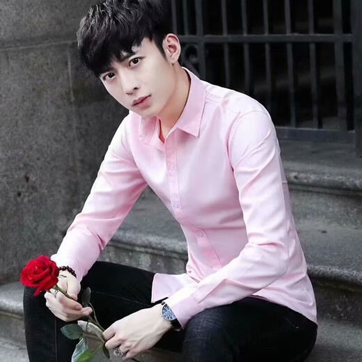 柯菲沃纯色商务正装男士白衬衫男工装职业上衣白色长袖衬衣男装干 纯色长袖衬衫-白色 2XL (建议130-145斤内)