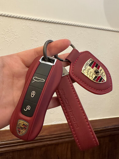 Bordeaux красная кожаная кожа Porsche Key Shell Cayenne Macan/911 Paramela 718 Taycan Key Cover B Bordeaux Red [ABS] Одиночная оболочка + щит