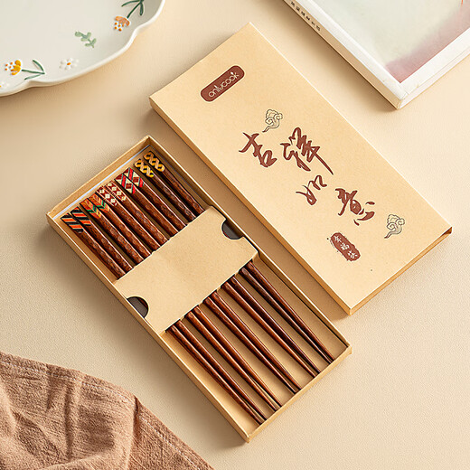 Onlycook high-end retro ironwood chopsticks boxed gift chopsticks non-slip Japanese-style pointed chopsticks one chopstick per person