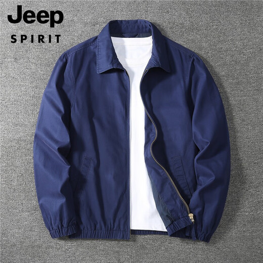 JEEP SPIRIT Autumn and Winter Men's Business Casual Youth Lapel Double Laminate Jacket Jacket Men Outdoor Working Washed Cotton Top Military Green (Cotton) Thick M
