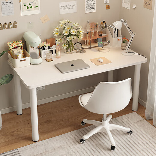 Desk computer table student study home bedroom long table girls makeup table simple office writing desk table white 120x60 upgraded version