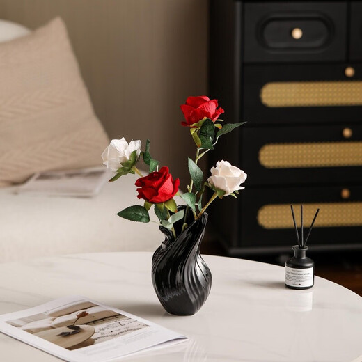 IXJSN Nordic Creative Ceramic Vase Rotating Beauty Ornament High-end Living Room Entrance Desktop Dining Table Dried Flower Decoration B Art Abstract Vase Can Store Water Plain Color