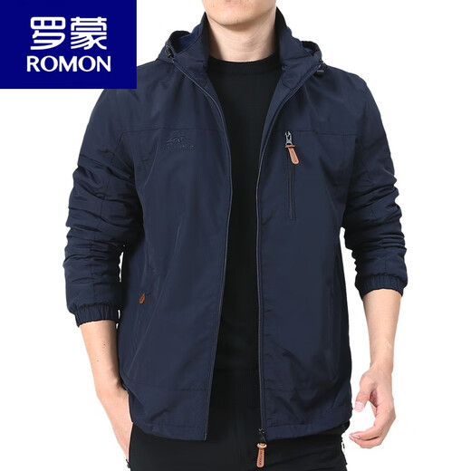 罗蒙（ROMON）户外男士外套秋冬季2024新款中年男装秋装上衣服加绒夹克男春秋厚 9898深蓝 款 加绒 M