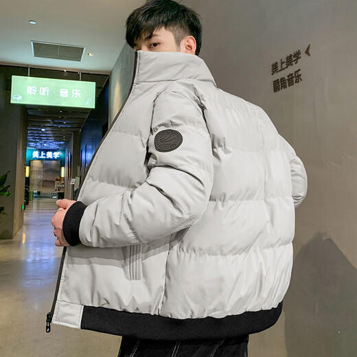 ACLOSMIL stand collar cotton coat men's winter cold protection warm plus velvet thickening casual versatile loose cotton jacket windproof cotton coat FJ981 black XL 130-150Jin Jin equal to 0.5 kg