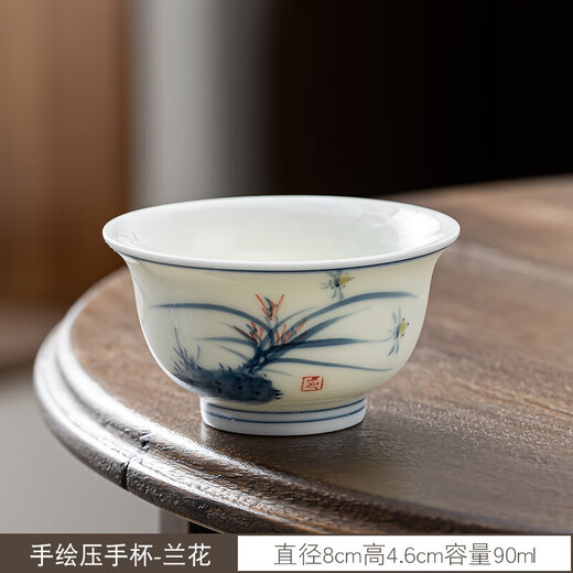 Simitang hand-painted ceramic master cup tea cup pressure hand cup water cup kung fu tea set thin tea cup gift birthday gift