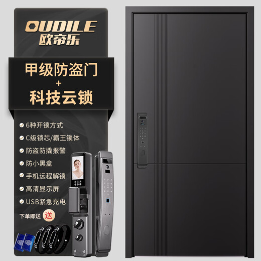 欧帝乐（OUDILE）新款甲级防盗门入户门别墅大门+隐藏加高门头暗式精铸铰链+指纹锁 科技云锁 2150*1050-2250*960
