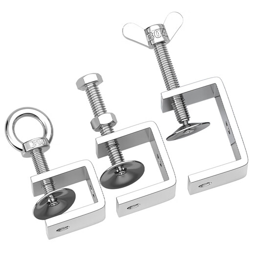 Fengji 304 stainless steel tiger clamp U-shaped clamp C-shaped clamp steel pipe square clamp hand-tightening ring clamp opening opening 20 mm 304 external hexagon