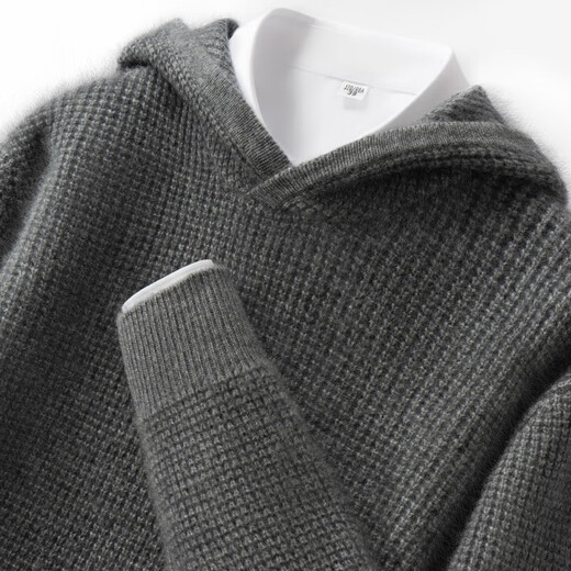 鄂尔多斯市产秋冬新款纯山羊绒衫男士连帽毛衣宽松加厚针织打底衫 旗舰1980 橄榄绿 2XL