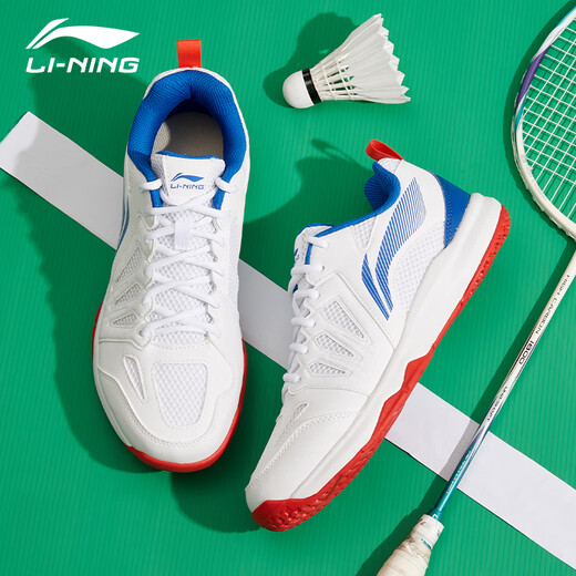 Li Ning Shoes Badminton Shoes para hombres Nuevos zapatos de entrenamiento de ropa sin deslizamiento sin deslizamiento King 011 Zapatos de competencia livianos Sports Sports Sports Standard White/Haibao Blue [estándar Last] 40 (250 mm)