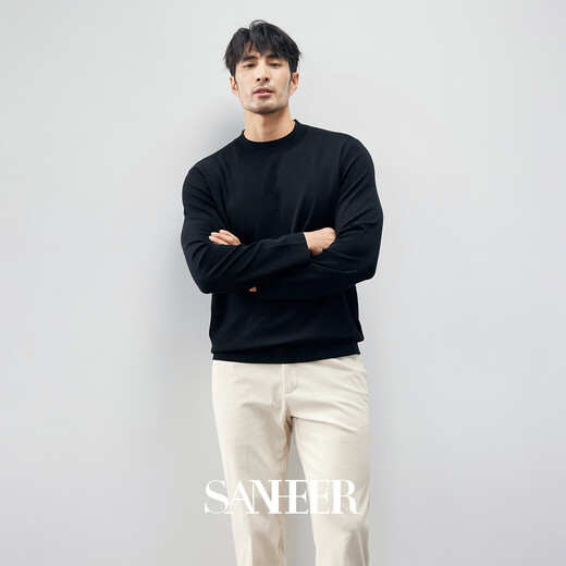 Sanheer Winter Bi High-End-Pullover Deutsch Yangtze Warm Wolle Dicke Stil Herren-Hälfte-Turck-Strickjacke DAZ687 Karamellfarbe 48/m