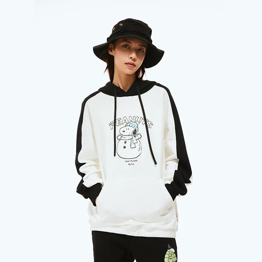 Fun trendy brand hooded sweatshirt loose autumn and winter new Snoopy joint raglan sleeves versatile couple pullover coat Granite XL