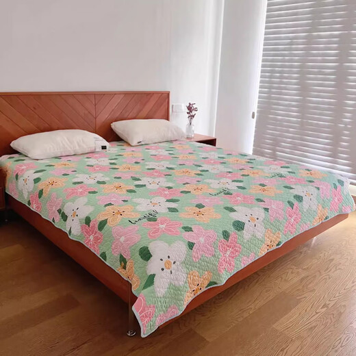 Yun color quilt quilt, double air-conditioned quilt, summer cooling quilt, washable bed cover, single piece autumn and winter cushion quilt, red flowers and green willows, 90cmx200cm (single bed cover)
