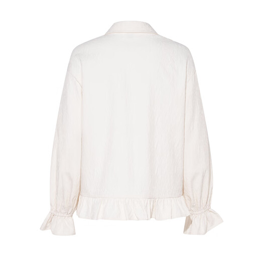 Two or Three Things Chasing the Wind Diary 2025 Winter New Style Literary Style Ruffled Hem Embroidered Placket Printed Shirt for Women Apricot S