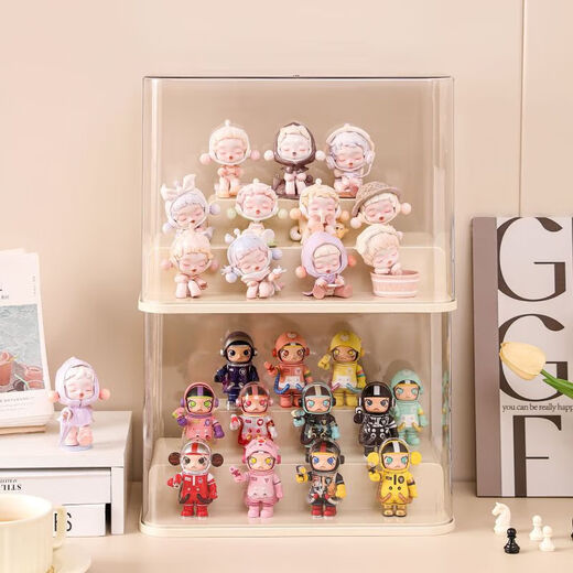 Haofanjie Blind Box Display Box Figure Transparent Display Cabinet Bubble Mart Storage Box Acrylic Display Rack Storage Figure Cabinet Cream Large/Three Layers 1