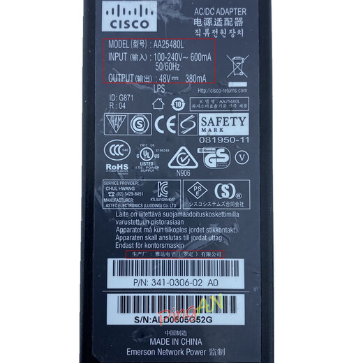 Original CISCO/Cisco AP universal power adapter AA25480L made by Yada 48V380mA power supply + power cord