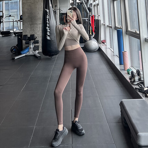 LULULMCCTN High Waist Belly Slimming Peach Hip Lifting Yoga Pants Women's Seamless Stretch Pilates Professional Running Sports Pants Leaf Yellow M