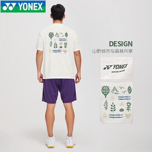 YONEX尤尼克斯yy羽毛球服2025新款舒适男女环保系运动T恤球服短袖上衣 16833-456【冰米色】男款运动T恤 XL =O