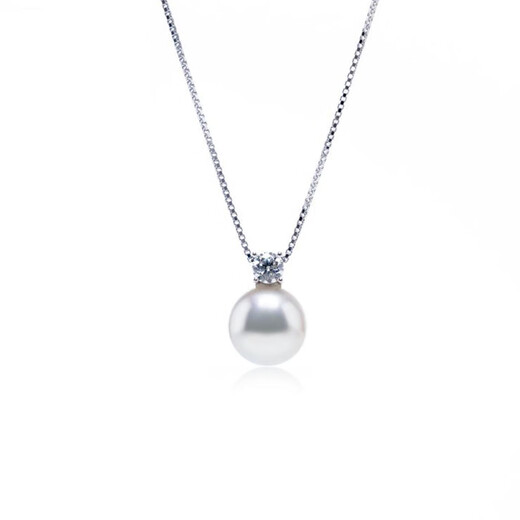 Angel Tears Pearl Pendant Seawater Pearl Akoya Princess Pendant 14K Gold Button Birthday Gift for Girlfriend K Gold Button + 925 Silver Universal Chain 7.5-8mm