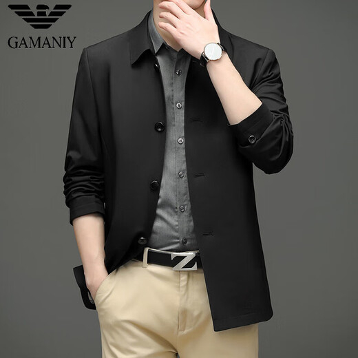 Armani Armani jacket men's spring and autumn lapel casual jacket middle-aged dad wear business loose solid color jacket khaki M 170